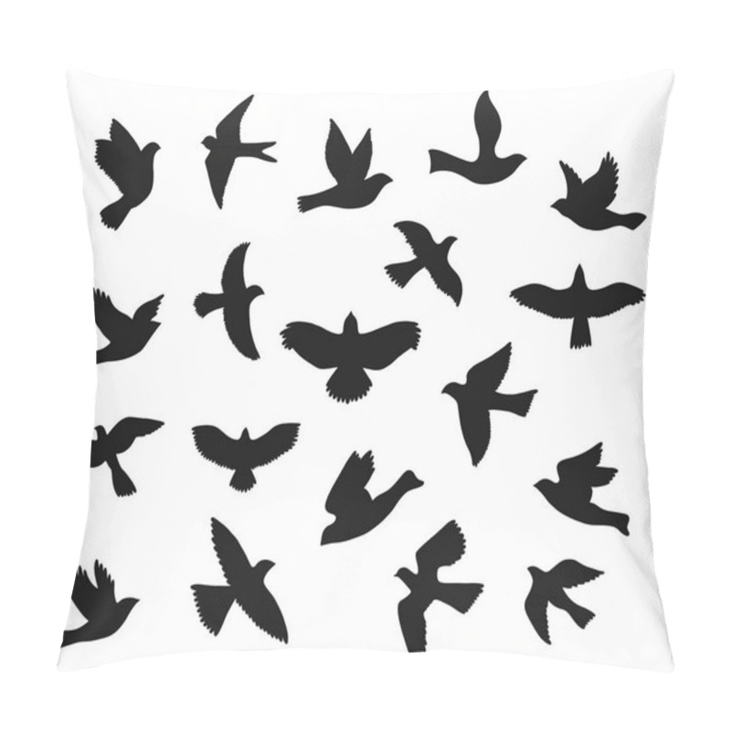 Personality  Set Of Bird Flying Silhouettes. Pillow Covers