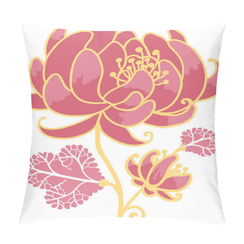 Personality  Golden And Pink Flower Design Element Pillow Covers