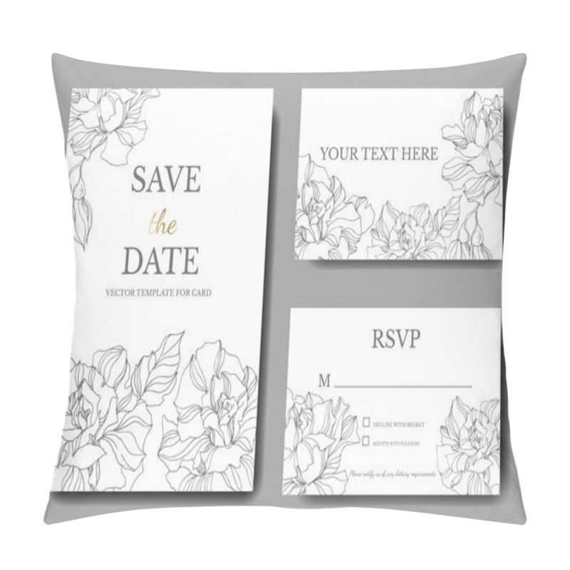 Personality  Vector Rose Floral Botanical Flowers. Black And White Engraved Ink Art. Wedding Background Card Decorative Border. Pillow Covers