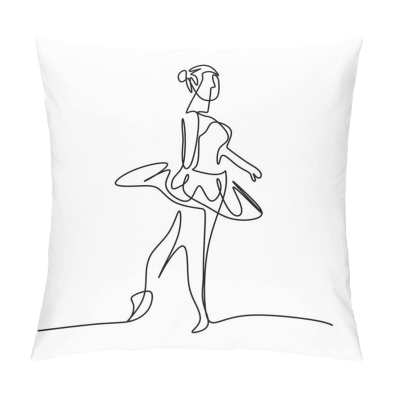 Personality  One Single Line Drawing Beautiful Woman Ballerina. Pretty Ballet Dancer Show Dance Motion Style. Character Female Dancing On Stage. Beauty Minimalist Dancer Concept Logo. Vector Illustration Pillow Covers