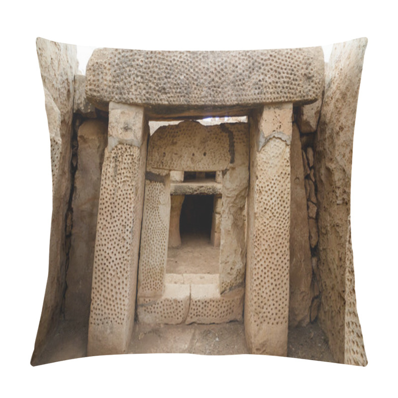 Personality  Doors And Windows Of Hagar Qim And Mnajdra Temples Pillow Covers