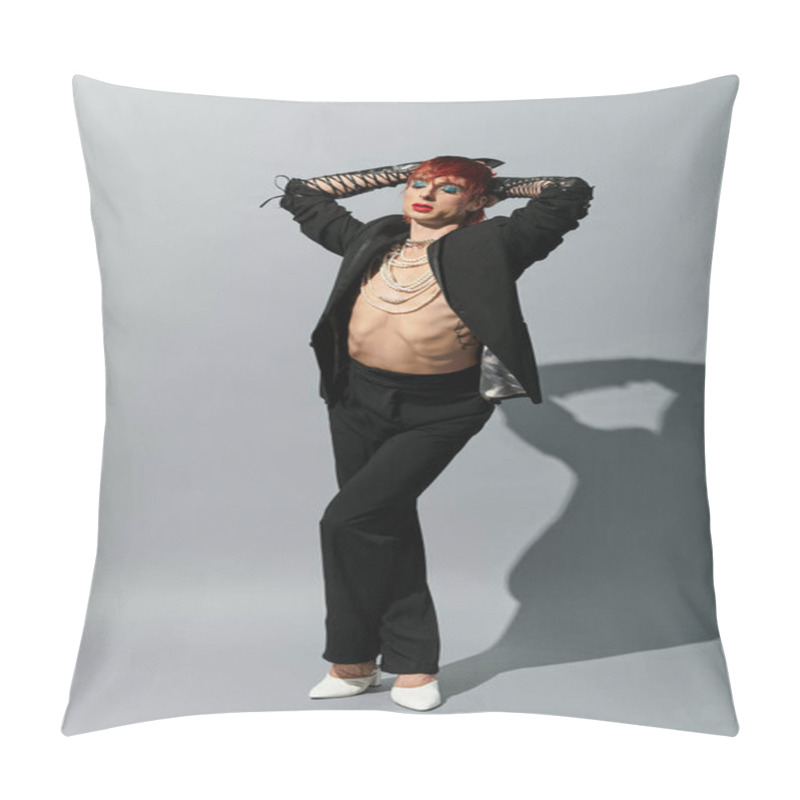 Personality  A Stylish Young Man Poses Confidently, Showcasing His Bold Fashion And Charisma. Pillow Covers