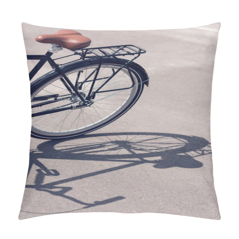 Personality  Close Up View Of Retro Bicycle Parked On Street Pillow Covers