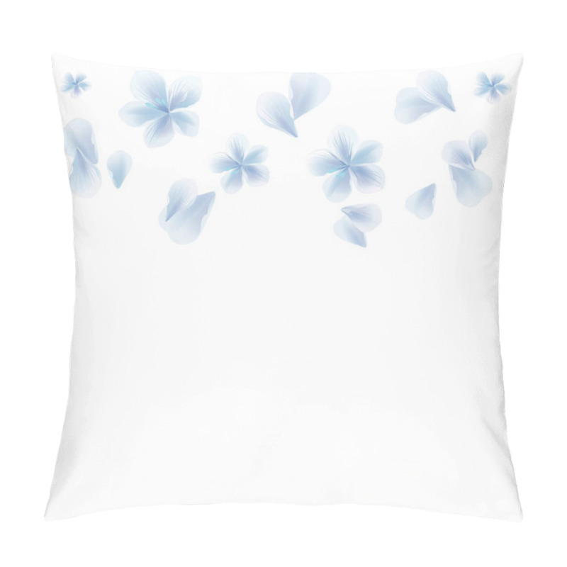 Personality  Flowers Design. Flower Background. Petals And Flowers. White Blue Sakura Flying Petals And Flowers Isolated On White Background. Vector EPS 10, Cmyk Pillow Covers