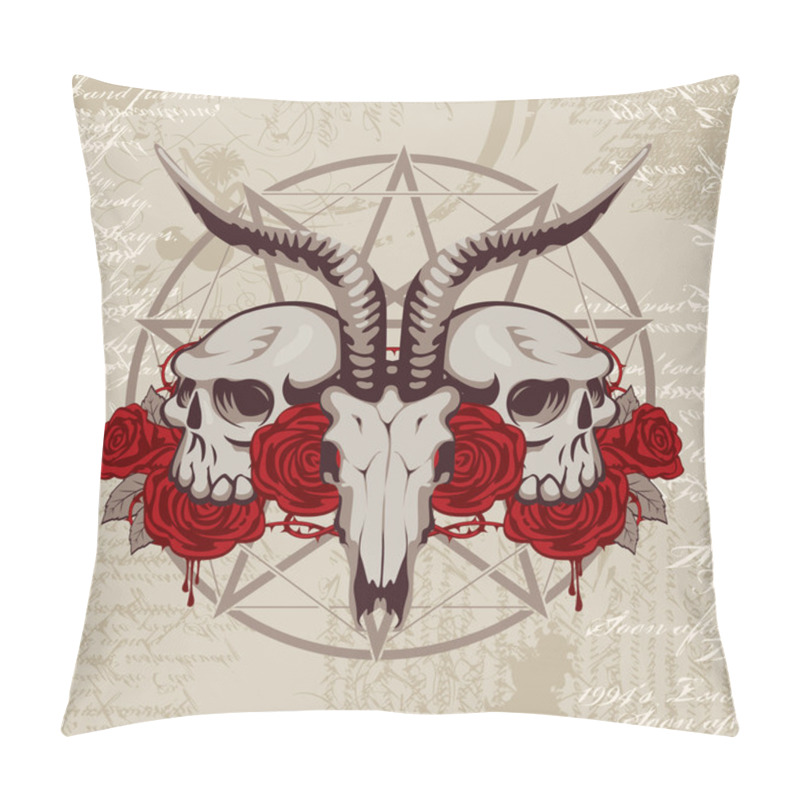 Personality  Goat Skull On The Background With Occult Symbols Pillow Covers