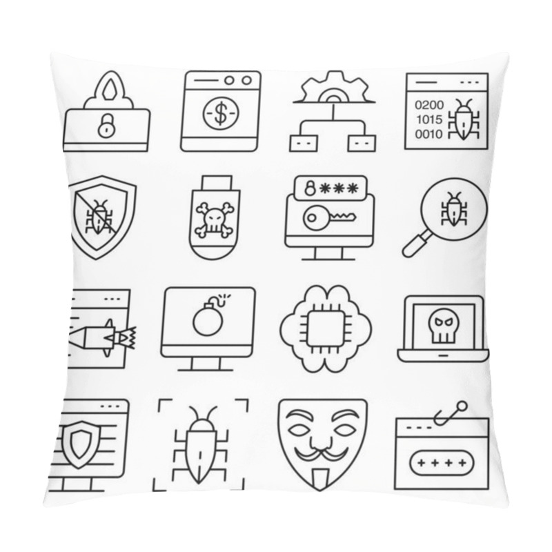 Personality  Pack Of Security Linear Icons  Pillow Covers