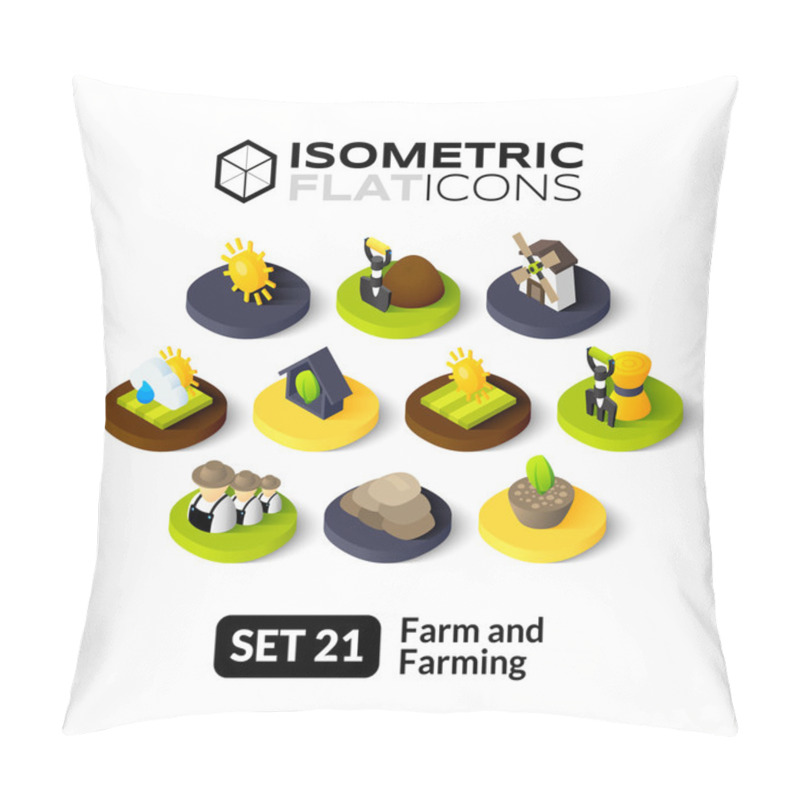 Personality  Isometric Flat Icons Set Pillow Covers