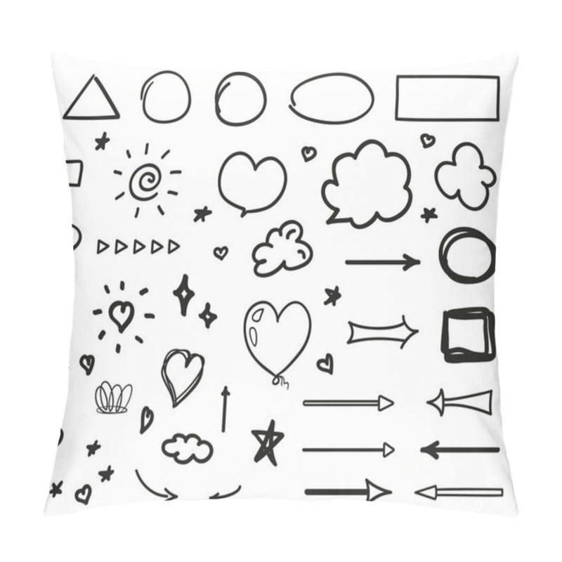 Personality  Infographic Elements On Isolated White Background. Set Of Different Simple Symbols. Black And White Illustration Pillow Covers