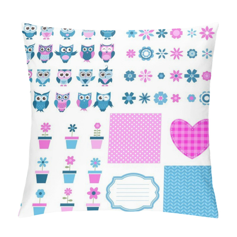 Personality  Owls, Flowers And Background Set Pillow Covers