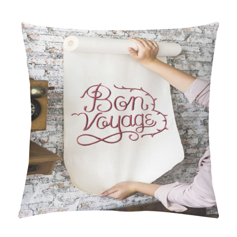 Personality  A Woman Holding A Poster With Motivation Quote Pillow Covers