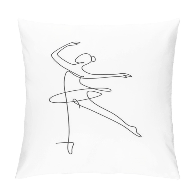 Personality  One Single Line Drawing Sexy Woman Ballerina Vector Illustration. Minimalist Pretty Ballet Dancer Show Dance Motion Concept. Wall Decor Poster Fashion Print. Modern Continuous Line Draw Graphic Design Pillow Covers