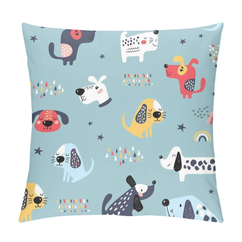 Personality  Childish Seamless Pattern With Funny Dogs. Creative Texture In Scandinavian Style. Great For Fabric, Textile Vector Illustration Pillow Covers