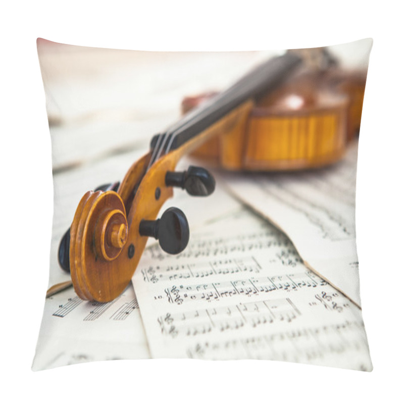 Personality  Old Violin Lying On The Sheet Of Music Pillow Covers