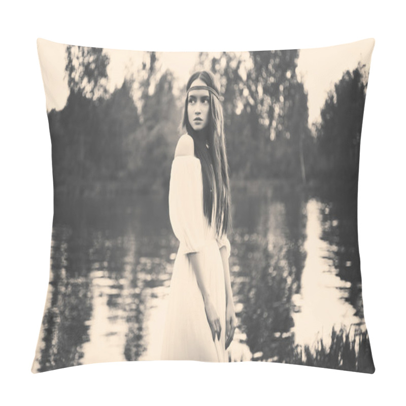 Personality  Bohemian Lady At River Pillow Covers