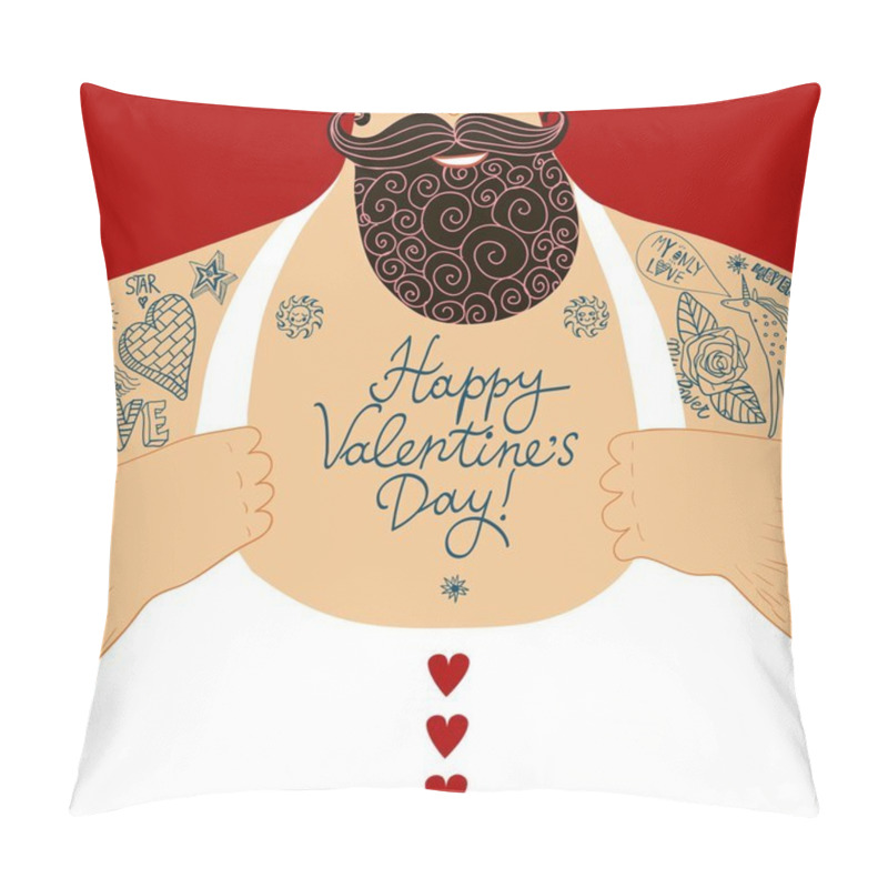 Personality  Vector Valentine's Cartoon Male Chest Pillow Covers