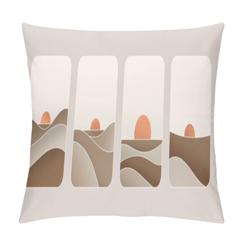 Personality  Vector Illustration. Composition With Soft Beige And Brown Waves Depicting Sand Dunes At Sunset. Warm Minimalist Design In A Natural Palette. Pillow Covers