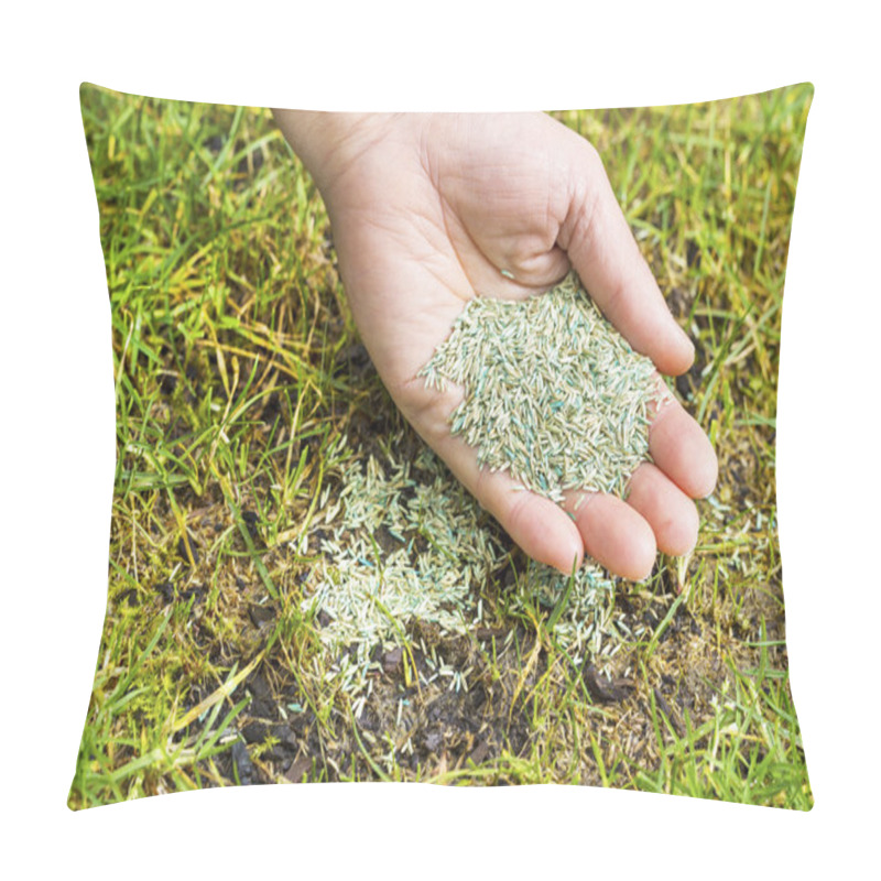 Personality  Planting New Grass Seed To Bare Spot On Yard Pillow Covers