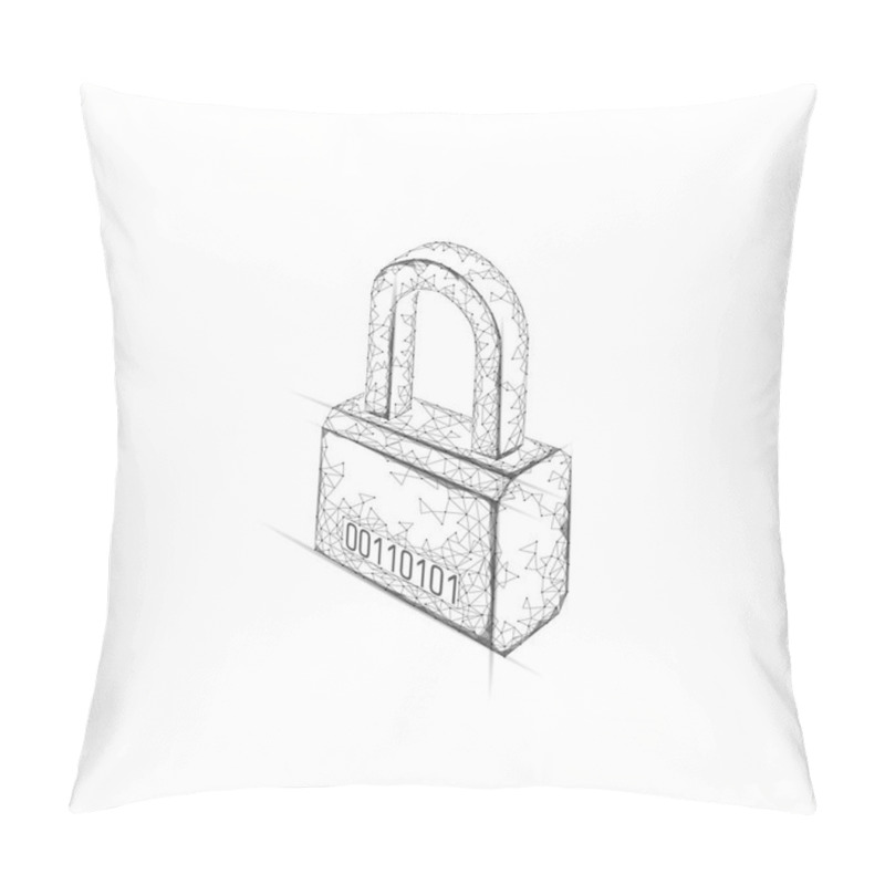 Personality  Cyber Safety Padlock On Data Mass. Internet Security Lock Information Privacy Low Poly Polygonal Future Innovation Technology Network Concept Vector Illustration Art Pillow Covers