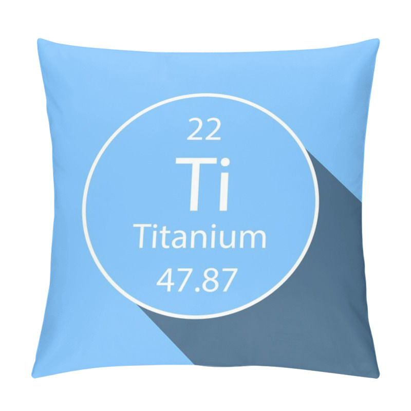 Personality  Titanium Symbol With Long Shadow Design. Chemical Element Of The Periodic Table. Vector Illustration. Pillow Covers