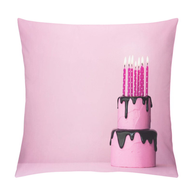 Personality  Pink Birthday Cake With Candles Pillow Covers