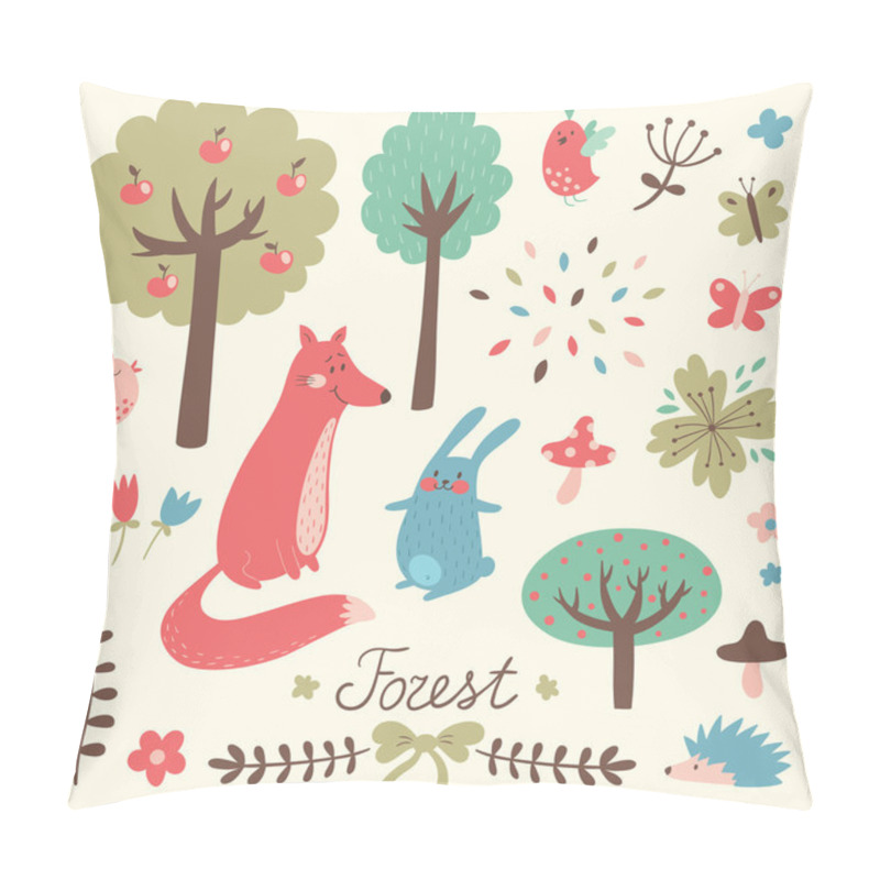 Personality  Cute Forest Vector Set Pillow Covers