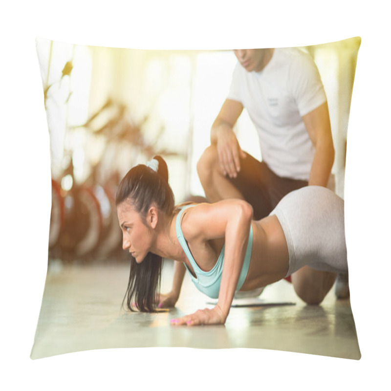 Personality  Personal Trainer With His Client Pillow Covers