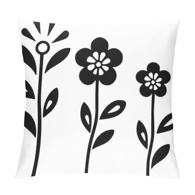 Personality  Flowers - Black And White Vector Illustration Pillow Covers