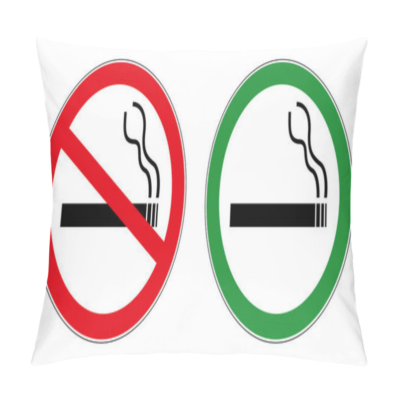 Personality  Smoking Area And No Smoking Area Red And Green Sign Pillow Covers