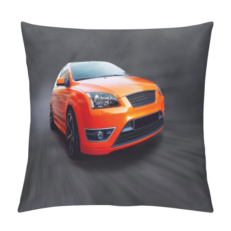 Personality  Beautiful Orange Sport Car On Road Pillow Covers