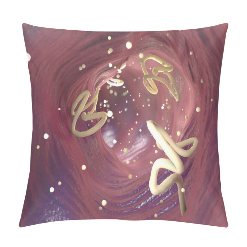 Personality  3d Illustration Of Tapeworm Infestation In A Human Intestine Pillow Covers