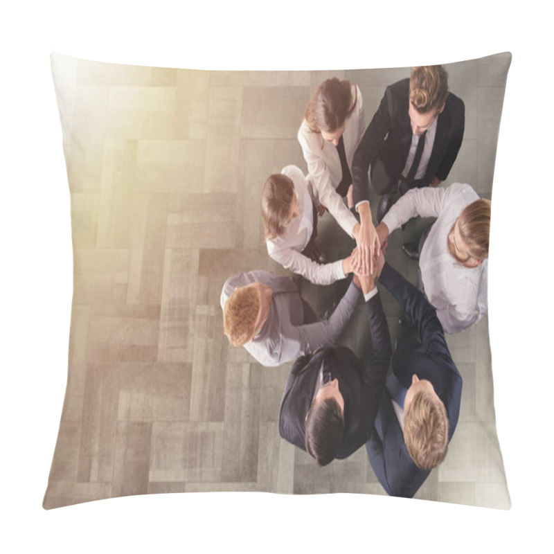 Personality  Business People Putting Their Hands Together. Concept Of Integration, Teamwork And Partnership Pillow Covers