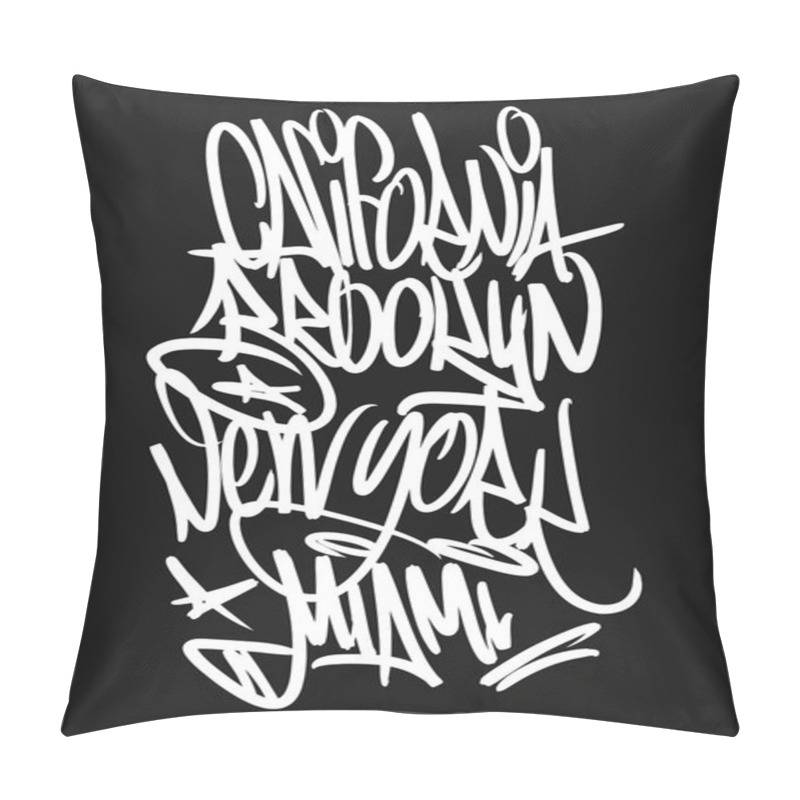 Personality  California Brooklyn Mew York Miami Graffiti Slogan Typography, T-shirt Graphics Pillow Covers