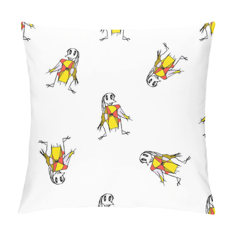 Personality  Pencil Drawing Scarecrows Seamless Pattern Design Pillow Covers