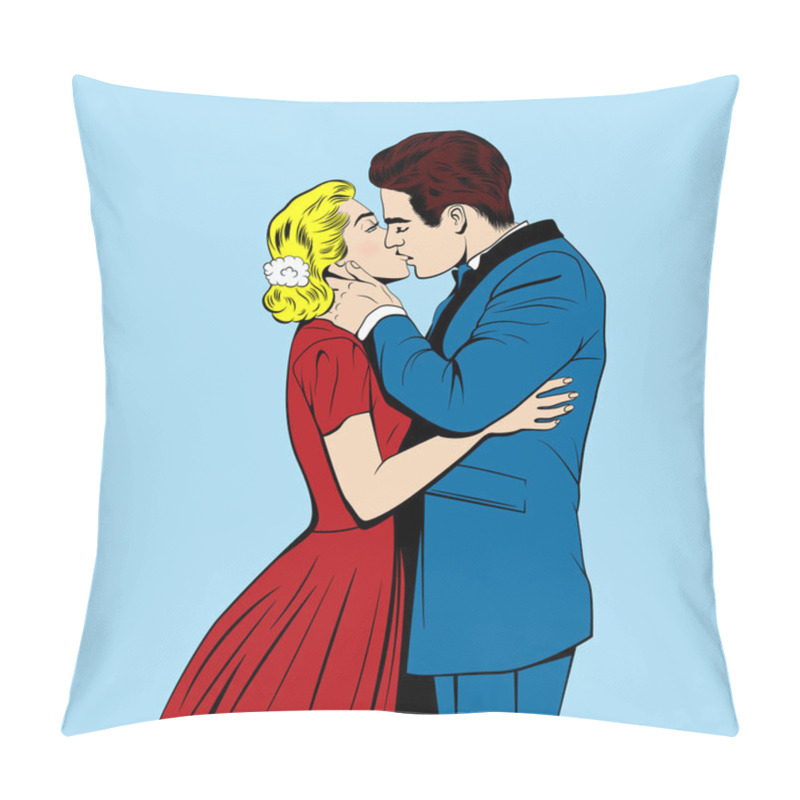 Personality  Vector Kissing Couple In The Pop Art Comics Style Pillow Covers