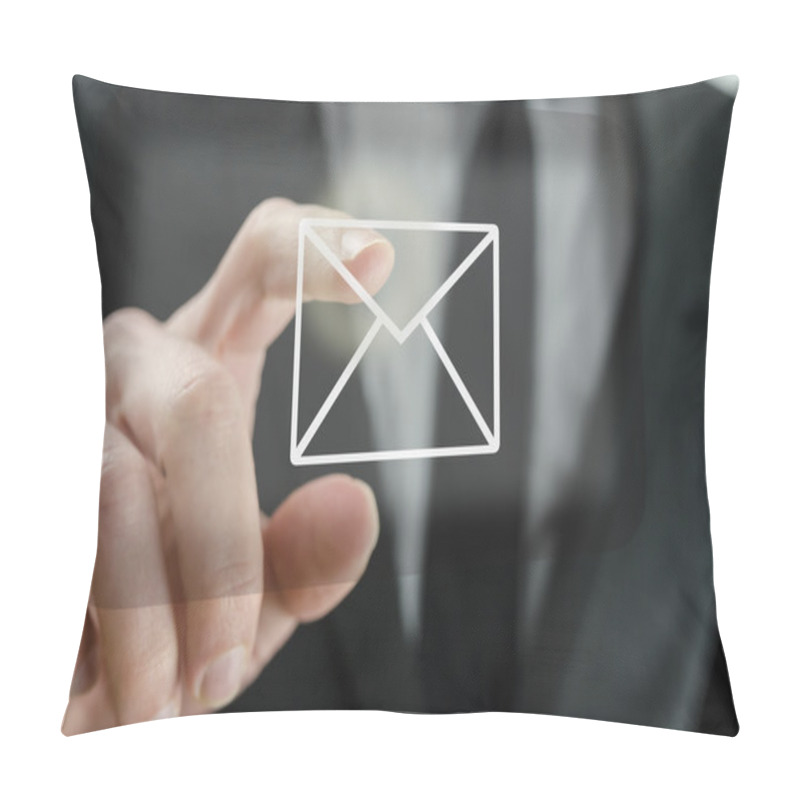 Personality  Businessman Touching Email Icon Pillow Covers