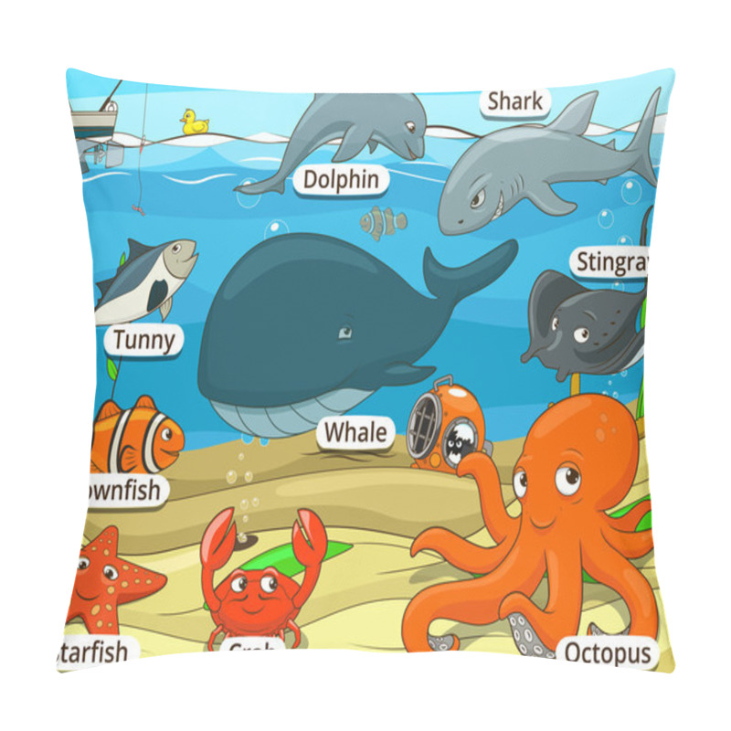 Personality  Underwater Animals And Fish With Names Cartoon Pillow Covers