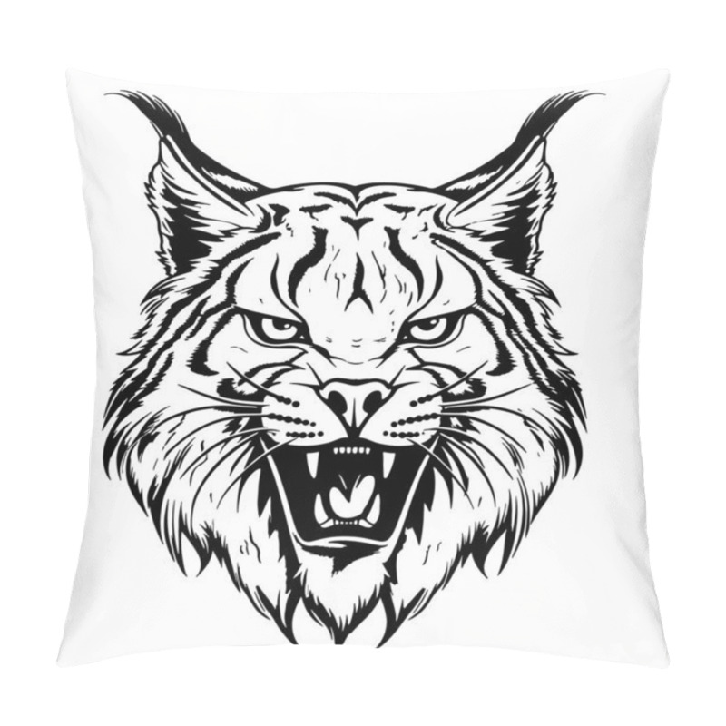 Personality  Angry Lynx Sketch Hand Drawn Sketch Vector Pillow Covers