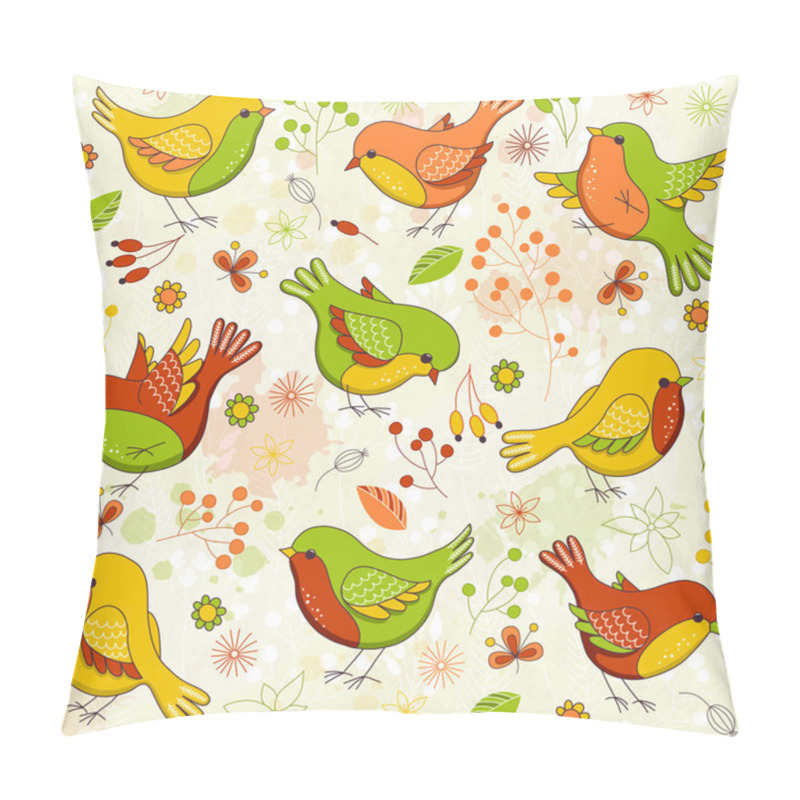 Personality  Vector Seamless Floral Pattern With Birds Pillow Covers