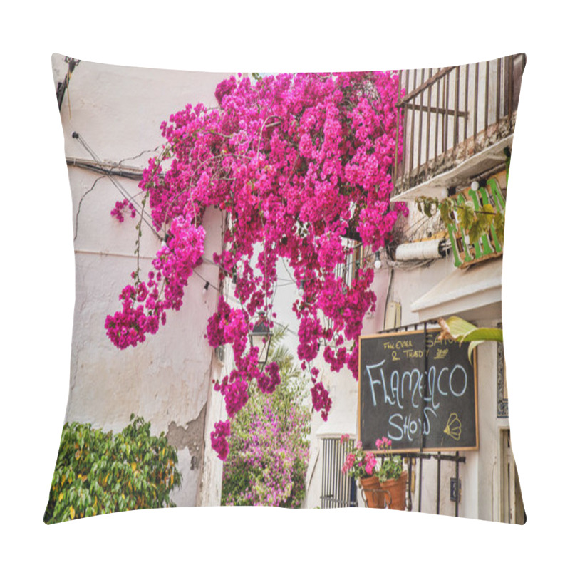 Personality  Marbella Old Town With A Billboard Announcing A Flamenco Show Pillow Covers