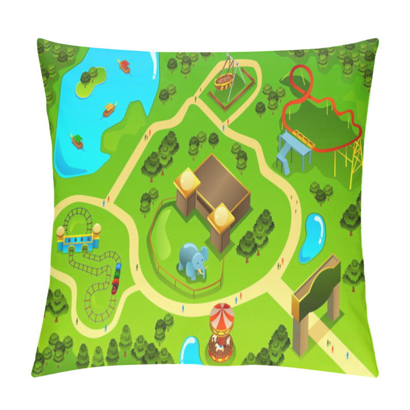 Personality  Map  Of An Amusement Theme Park  Pillow Covers