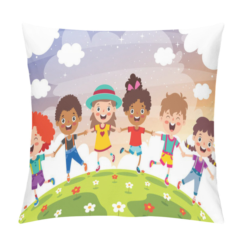 Personality  Happy Multi Ethnic Kids Playing Together Pillow Covers