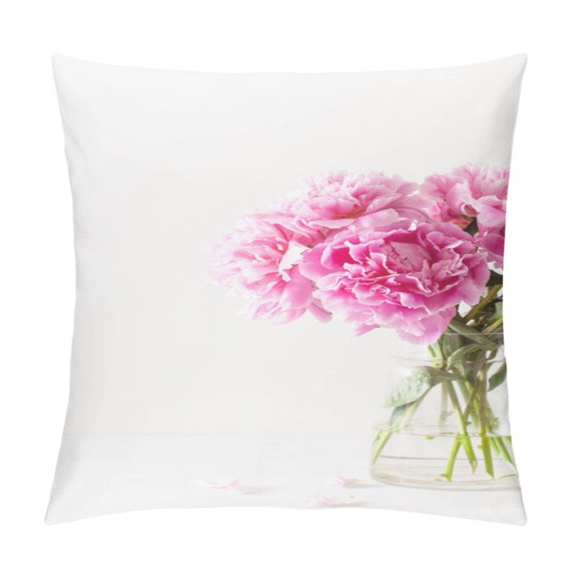 Personality  Beautiful Pink Peony Flowers Bouquet In Vase Pillow Covers