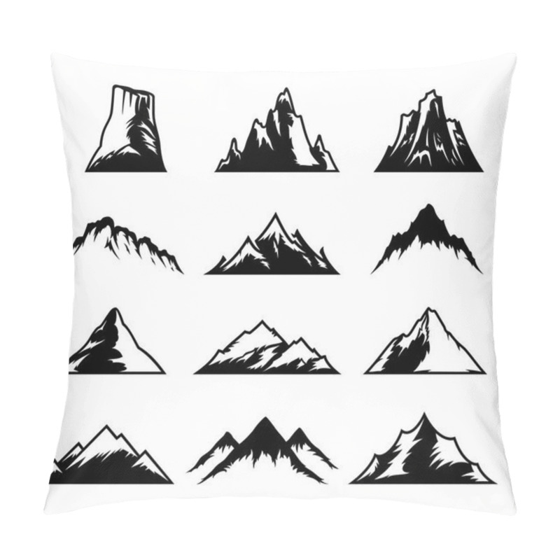 Personality  Vector Mountains Icons Isolated On White Pillow Covers