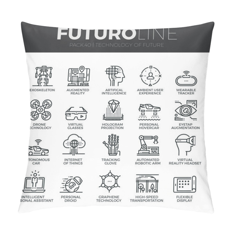 Personality  Future Technologies Icons Set Pillow Covers