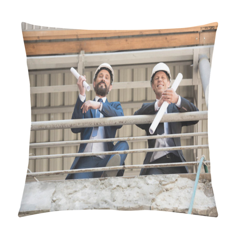 Personality  Smiling Contractors In Suits Looking At Camera Pillow Covers