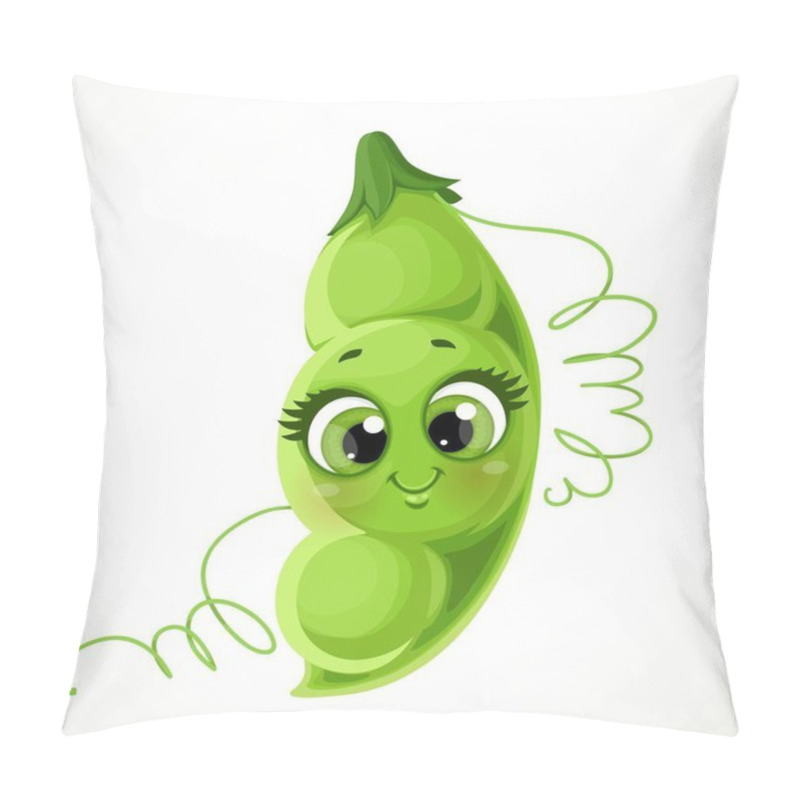 Personality  Cute Little Cartoon Emoji Green Peas Isolated On White Background Pillow Covers