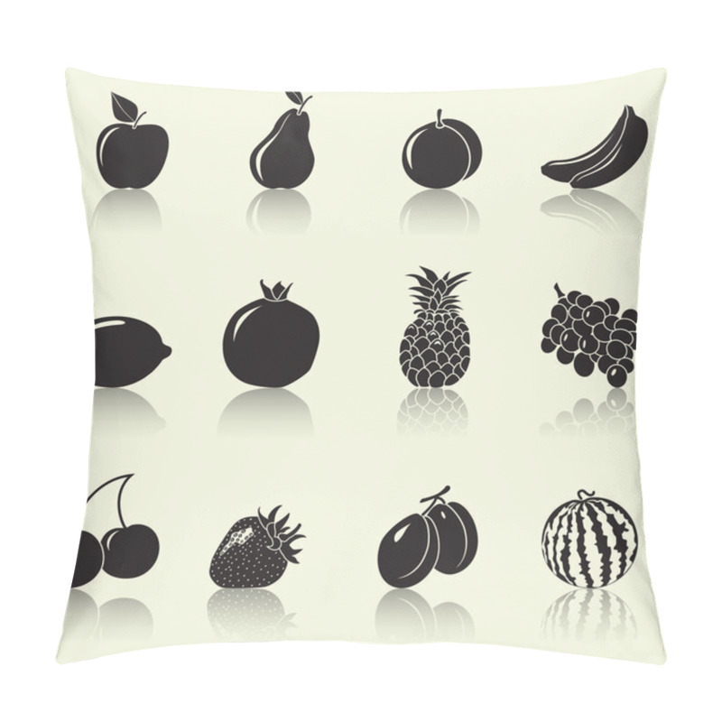 Personality  Fruits And Berries, Silhouettes: Apple, Pear, Banana Pillow Covers