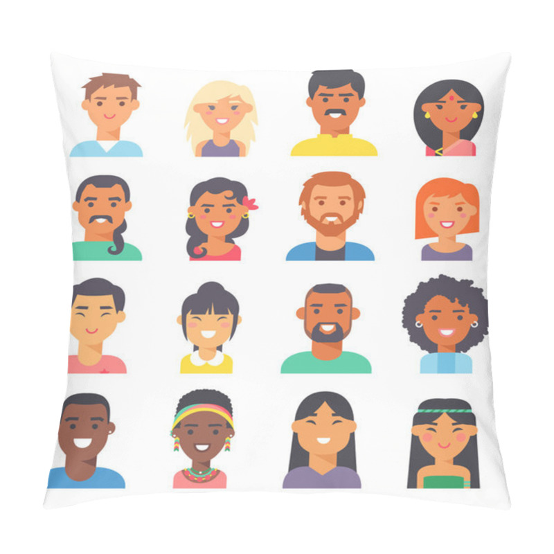 Personality  People Nationality Race Vector Illustration. Pillow Covers