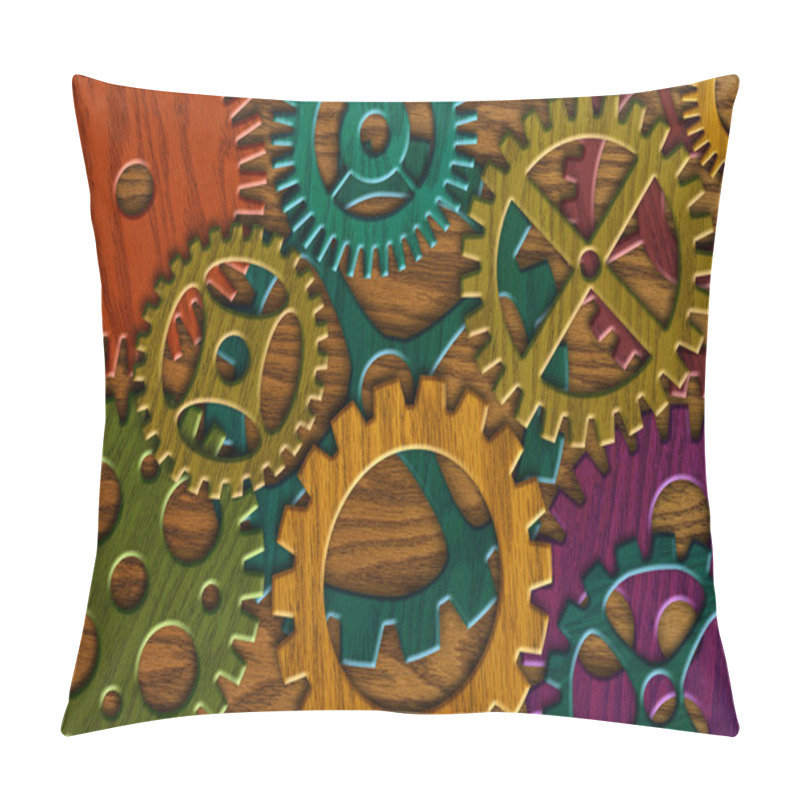 Personality  Wooden Gears On Wood Grain Texture Background Pillow Covers