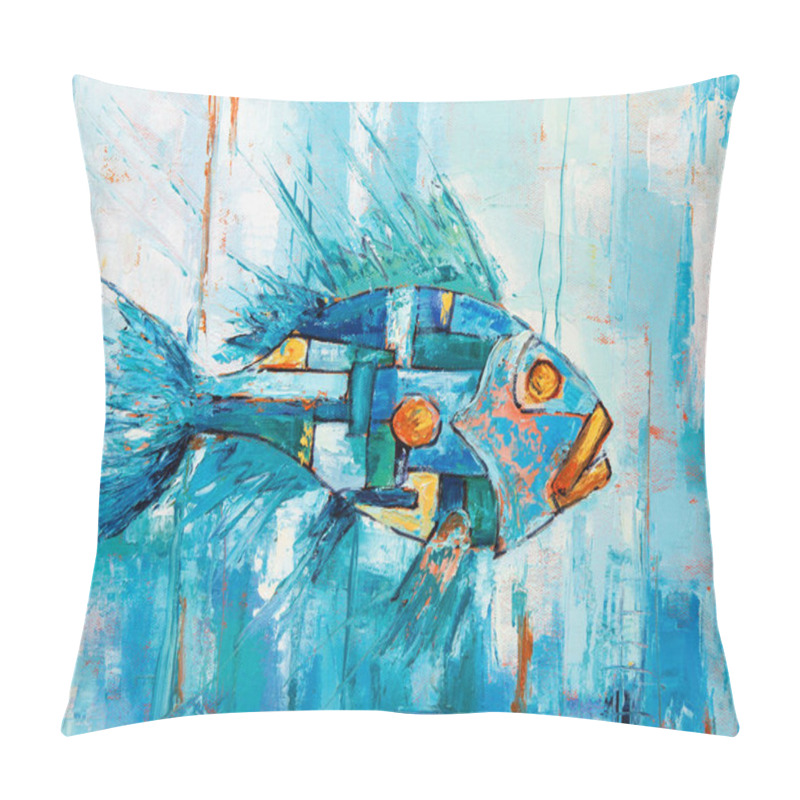 Personality  Original Oil Painting Showing Abstract Fish On Canvas. Modern Impressionism, Modernism,marinis Pillow Covers